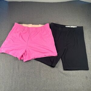 Wonder Nation Girls Shorts Set 2 Pack Black Bike Pink Dolphin Size L 10-12 Plus